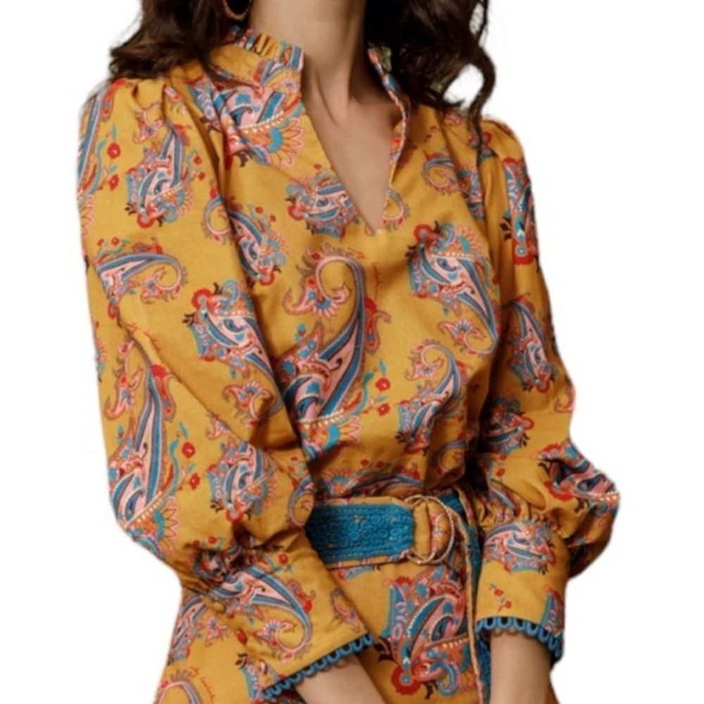 Emily Lovelock Hailey Paisley Popover Top Sz. M